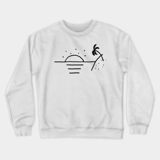 Beautiful Sunset Sunrise Palm Tree Drawing Crewneck Sweatshirt